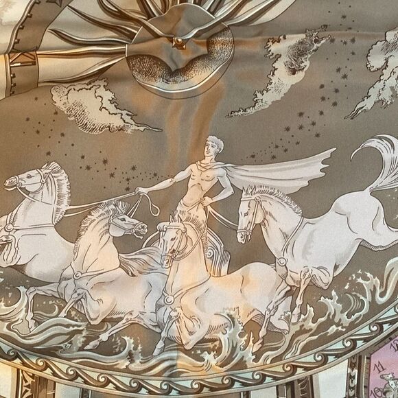 NIB RARE Hermès Pour Vacheron Constantin Astrologie Time Brown Pink Silk Scarf - Picture 11 of 17